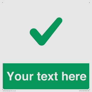 Custom green background, green tick sign